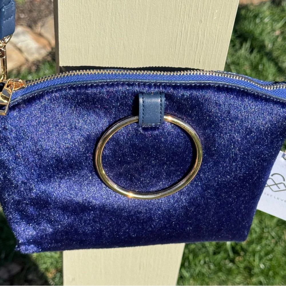 Ferdinand Crossbody Handbag, Bracelet Ring Handle, Royal Blue, with Faux Fur. BR